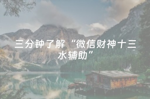 三分钟了解“微信财神十三水辅助”（开挂辅助脚本)