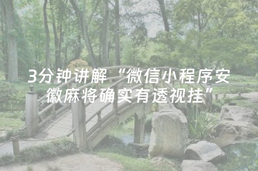 3分钟讲解“微信小程序安徽麻将确实有透视挂”（怎么控制输赢)