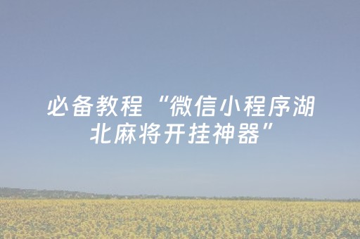 必备教程“微信小程序湖北麻将开挂神器”（胜负规律拿好牌)