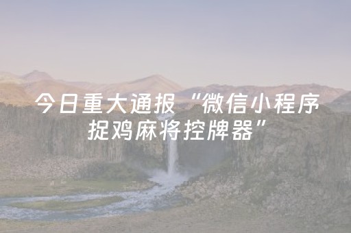 今日重大通报“微信小程序捉鸡麻将控牌器”（外辅工具)