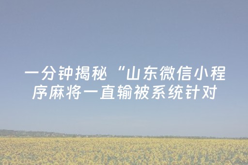 一分钟揭秘“山东微信小程序麻将一直输被系统针对了吗”（辅牌器插件购买)