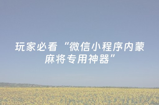 玩家必看“微信小程序内蒙麻将专用神器”（软挂神器)