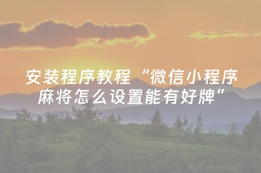 安装程序教程“微信小程序麻将怎么设置能有好牌”（外辅工具)