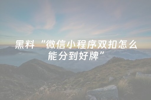黑料“微信小程序双扣怎么能分到好牌”（神器通用版)