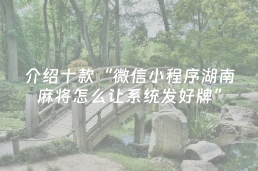 介绍十款“微信小程序湖南麻将怎么让系统发好牌”（辅助器插件)