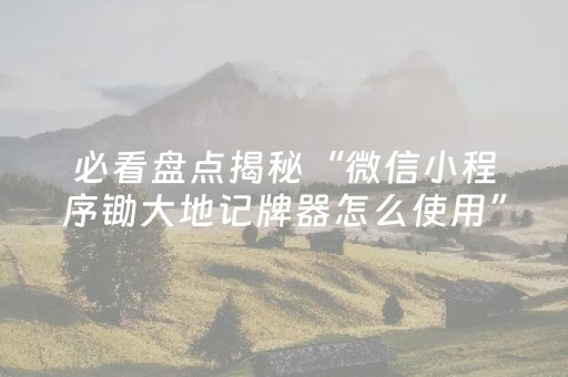 必看盘点揭秘“微信小程序锄大地记牌器怎么使用”（AI辅助胡牌规则)