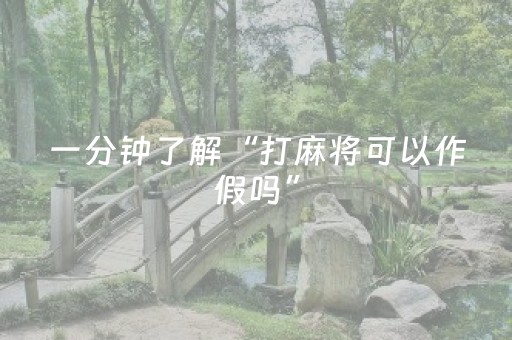 一分钟了解“打麻将可以作假吗”（做弊器软件下载)