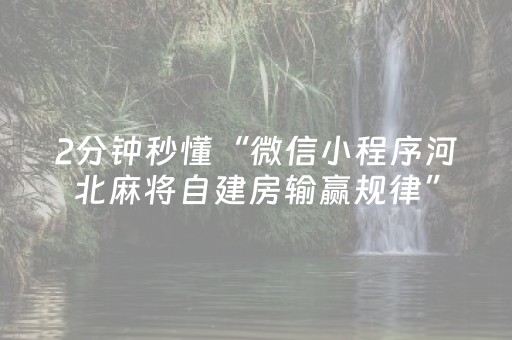 2分钟秒懂“微信小程序河北麻将自建房输赢规律”（输赢有什么规律)