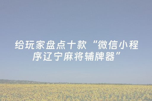 给玩家盘点十款“微信小程序辽宁麻将辅牌器”（装挂怎么安装)