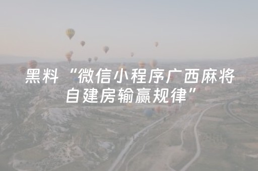 黑料“微信小程序广西麻将自建房输赢规律”（万能开挂器)