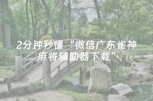 2分钟秒懂“微信广东雀神麻将辅助器下载”（必赢神器辅助器)