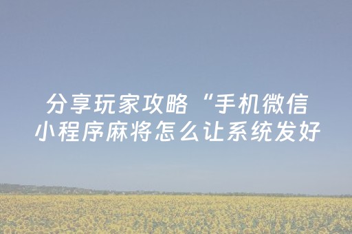 玩家必备教程“微信雀神麻将赢的技巧规律”（助赢神器)