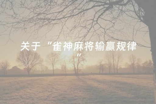 关于“雀神麻将输赢规律”（助赢神器购买)