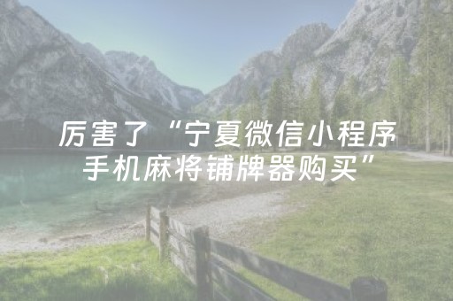 厉害了“宁夏微信小程序手机麻将铺牌器购买”（万能开挂神器)