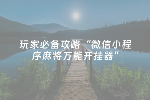 玩家必备攻略“微信小程序麻将万能开挂器”（插件可信吗)