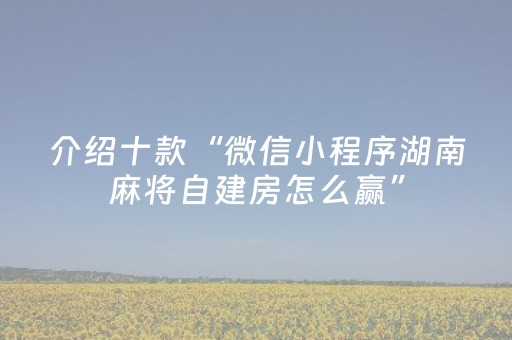 介绍十款“微信小程序湖南麻将自建房怎么赢”（胜负规律拿好牌)