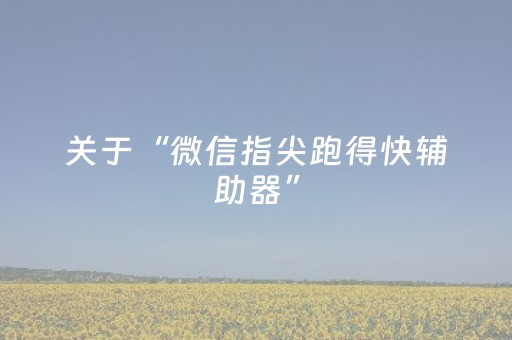 关于“微信指尖跑得快辅助器”（怎么增加胜率)