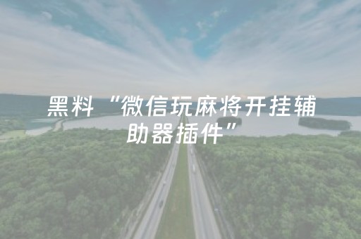 黑料“微信玩麻将开挂辅助器插件”（为什么有人一直赢)