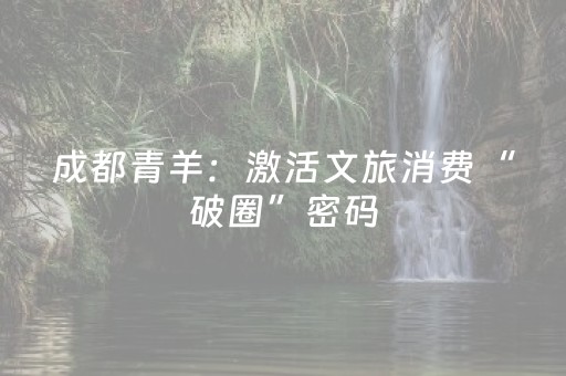 成都青羊：激活文旅消费“破圈”密码
