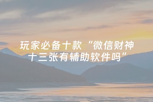 玩家必备十款“微信财神十三张有辅助软件吗”（怎么能得到好牌)