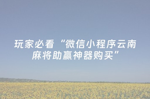 玩家必看“微信小程序云南麻将助赢神器购买”（开挂辅助插件)