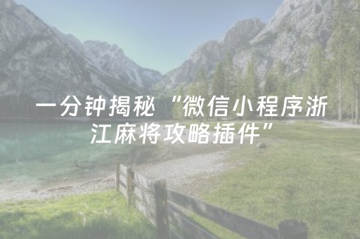 一分钟揭秘“微信小程序浙江麻将攻略插件”（提高胜率软件)