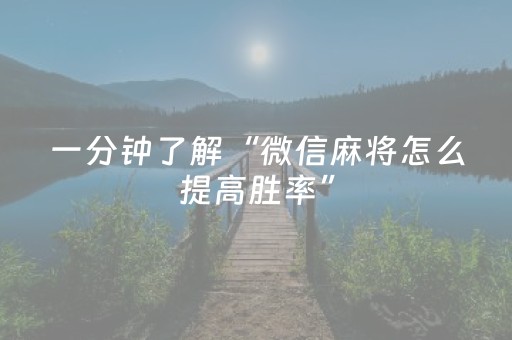 一分钟了解“微信麻将怎么提高胜率”（怎么设置能有好牌)
