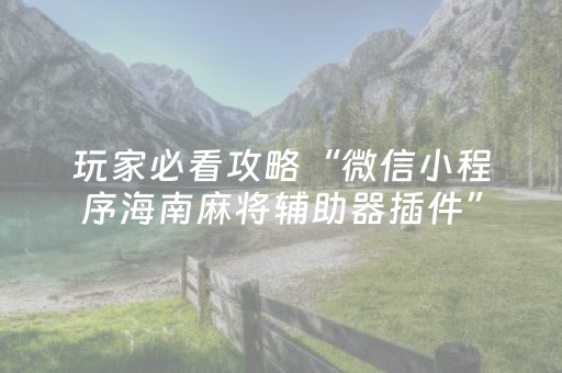 玩家必看攻略“微信小程序海南麻将辅助器插件”（怎么提高胜率)