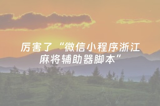 厉害了“微信小程序浙江麻将辅助器脚本”（必赢神器免费安装)