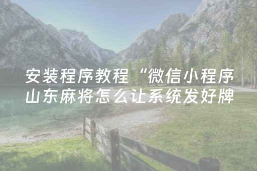 安装程序教程“微信小程序山东麻将怎么让系统发好牌”（怎么设置能有好牌)