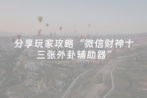 分享玩家攻略“微信财神十三张外卦辅助器”（助赢神器)