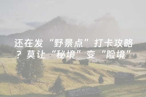 还在发“野景点”打卡攻略？莫让“秘境”变“险境”！