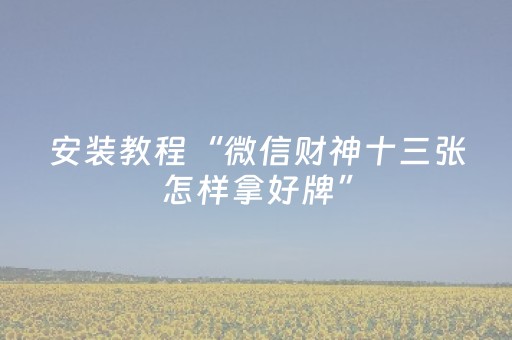 安装教程“微信财神十三张怎样拿好牌”（怎么让系统给你发好牌)
