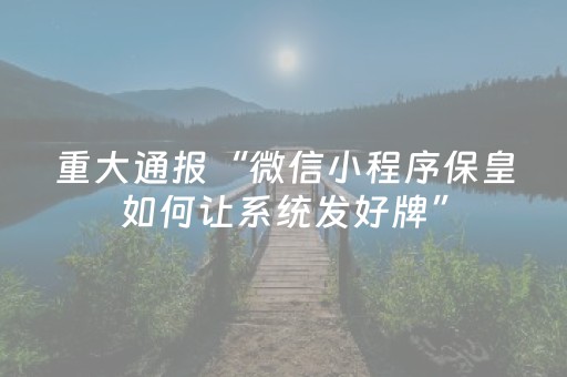 重大通报“微信小程序保皇如何让系统发好牌”（透明挂辅助器)