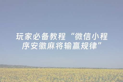 玩家必备教程“微信小程序安徽麻将输赢规律”（怎么能让牌好一点)