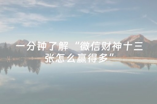 一分钟了解“微信财神十三张怎么赢得多”（确实有插件吗)