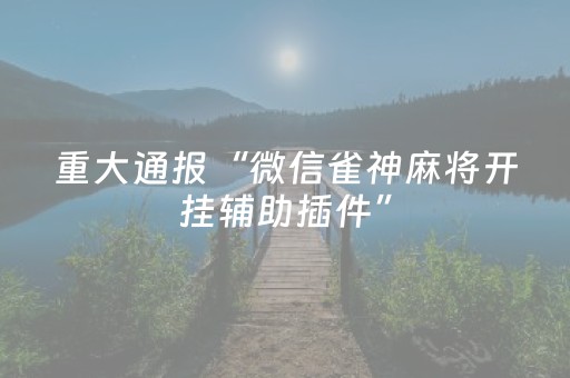 重大通报“微信雀神麻将开挂辅助插件”（神器最新免费)