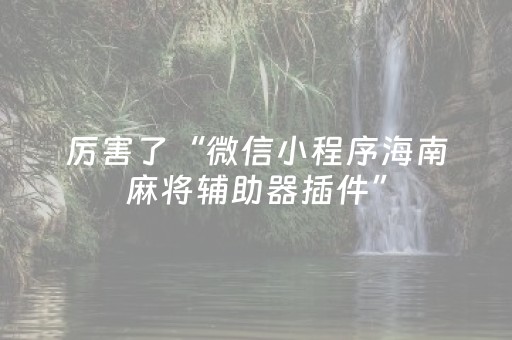 厉害了“微信小程序海南麻将辅助器插件”（怎么增加胜率)