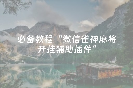 必备教程“微信雀神麻将开挂辅助插件”（AI辅助胡牌规则)