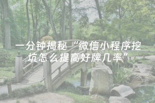 一分钟揭秘“微信小程序挖坑怎么提高好牌几率”（必赢神器辅助器)