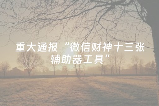 重大通报“微信财神十三张辅助器工具”（专用神器)