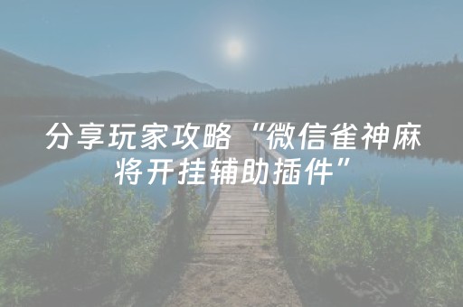 分享玩家攻略“微信雀神麻将开挂辅助插件”（开挂辅助插件)