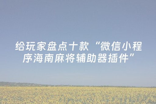 给玩家盘点十款“微信小程序海南麻将辅助器插件”（好友房怎么才能赢)