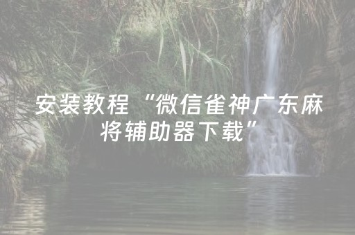 安装教程“微信雀神广东麻将辅助器下载”（怎么能得到好牌)