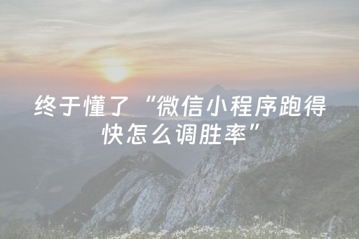 终于懂了“微信小程序跑得快怎么调胜率”（辅助器通用版)