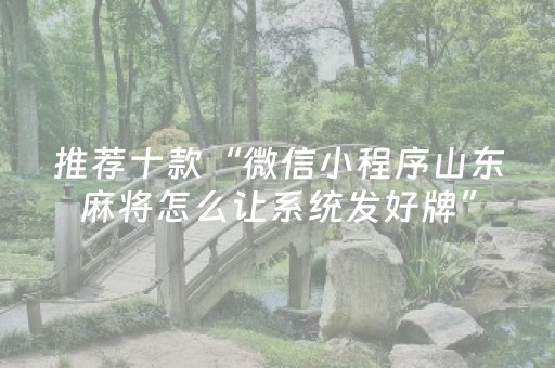 推荐十款“微信小程序山东麻将怎么让系统发好牌”（辅助挂发牌规律)