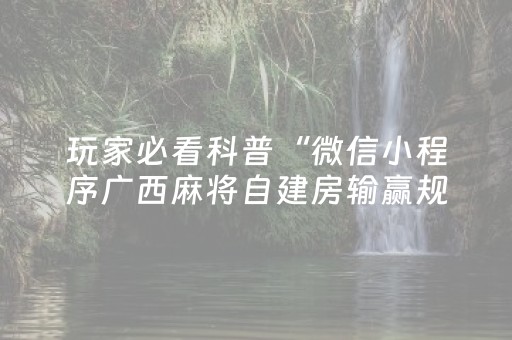 玩家必看科普“微信小程序广西麻将自建房输赢规律”（专用神器)