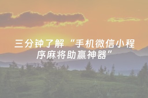 三分钟了解“手机微信小程序麻将助赢神器”（必赢神器)