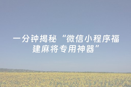 一分钟揭秘“微信小程序福建麻将专用神器”（究竟是不是有挂)