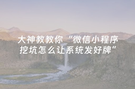 大神教教你“微信小程序挖坑怎么让系统发好牌”（控牌神器)